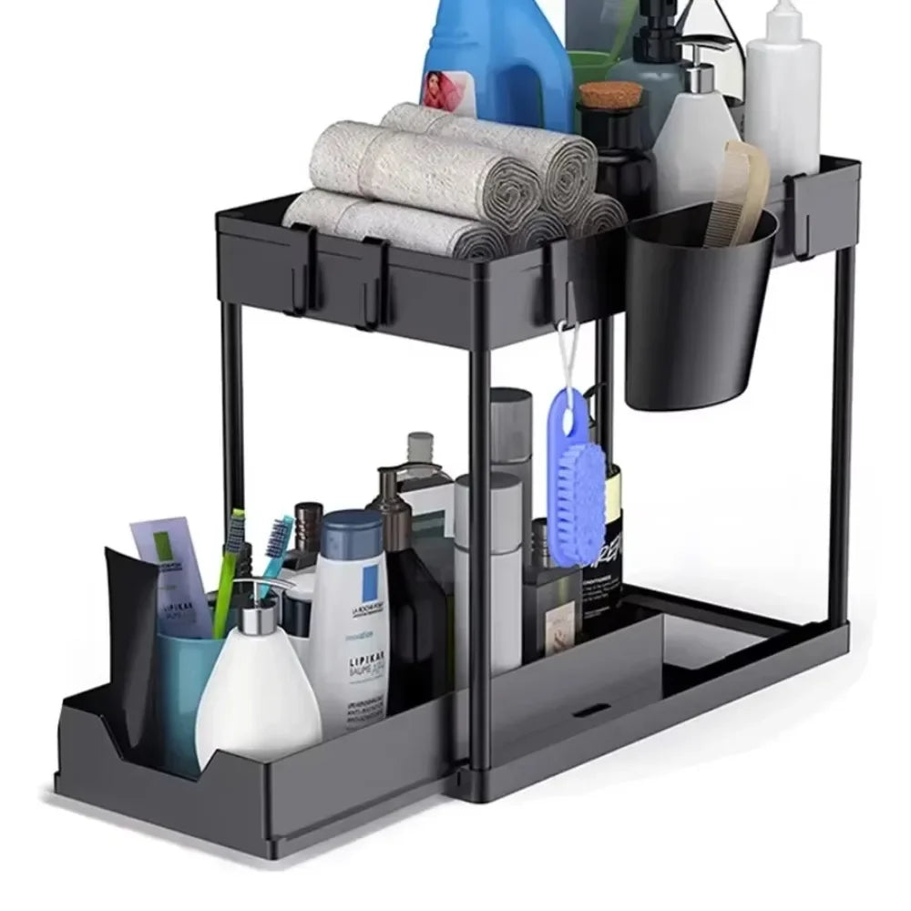 2 Tier Under Sink Organizer Sliding Cabinet