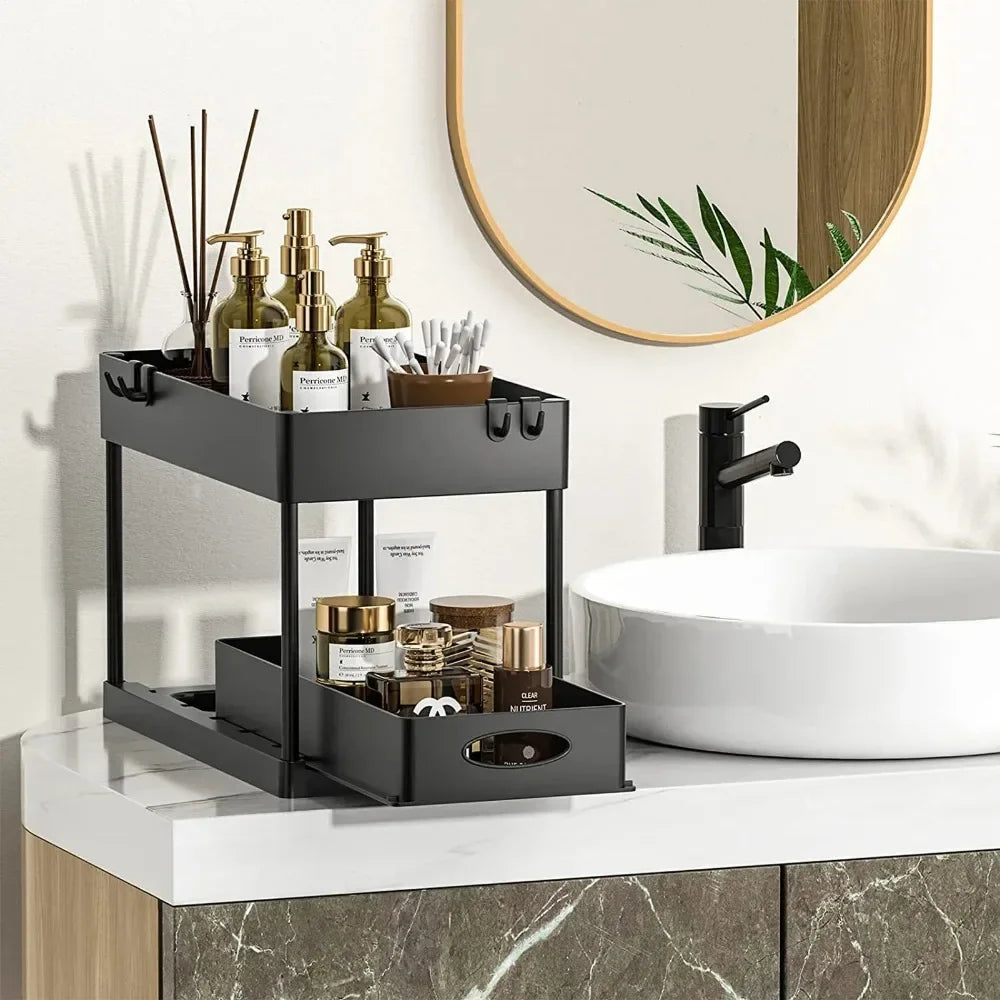 2 Tier Under Sink Organizer Sliding Cabinet
